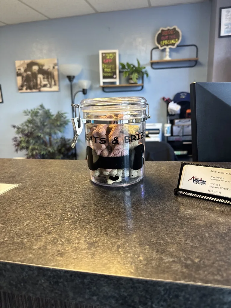 The customer service counter at All American Auto Repair